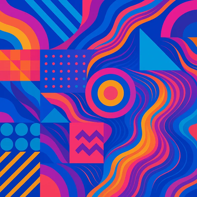 Vibrant Abstract Geometric Art - Create a stunning graphic with a vibrant color palette and abstract shapes, featuring a mix of geometric patterns and flowing lines. - AI image generated with GPT Image