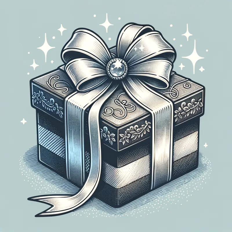 Vibrant Gift Box - A beautifully wrapped present with a dominant color scheme of #d71269 and #f45d20, adorned with a silky ribbon and a sparkling bow. - AI image generated with Art - doodle