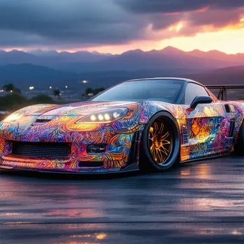 Vibrant Sports Car at Sunset