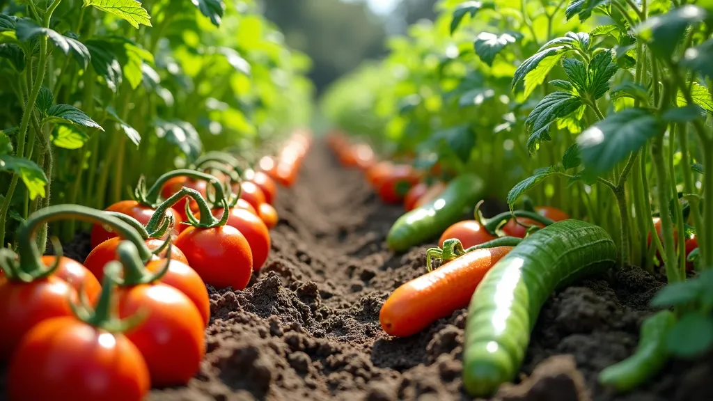 Vibrant Veggie Haven - a very beautiful vegetable garden showing a variety of ready-to-eat planted vegetables . highly detailed, realistic photography, DSLR, wide-angle photography, intricate, natural lighting, bright sunny day - AI image generated with Photorealistic 2