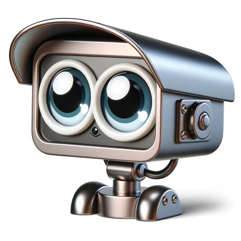 VigilantVisionary - A playful yet serious-looking cartoon surveillance camera with large, attentive eyes scanning the environment, depicted as if it's part of a spy-themed animated series. - AI image generated with Art