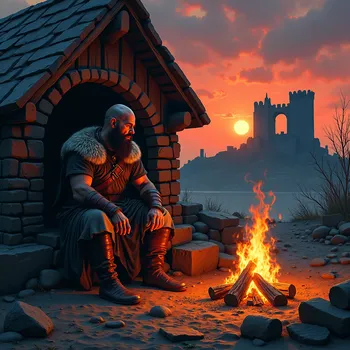 Viking's Firelit Contemplation