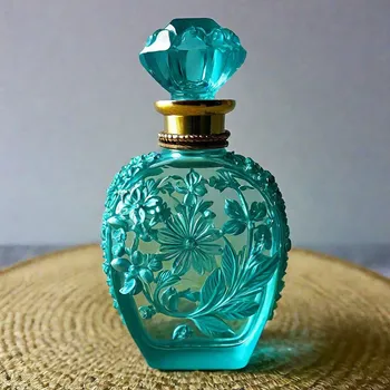 Vintage Aqua Floral Perfume Bottle