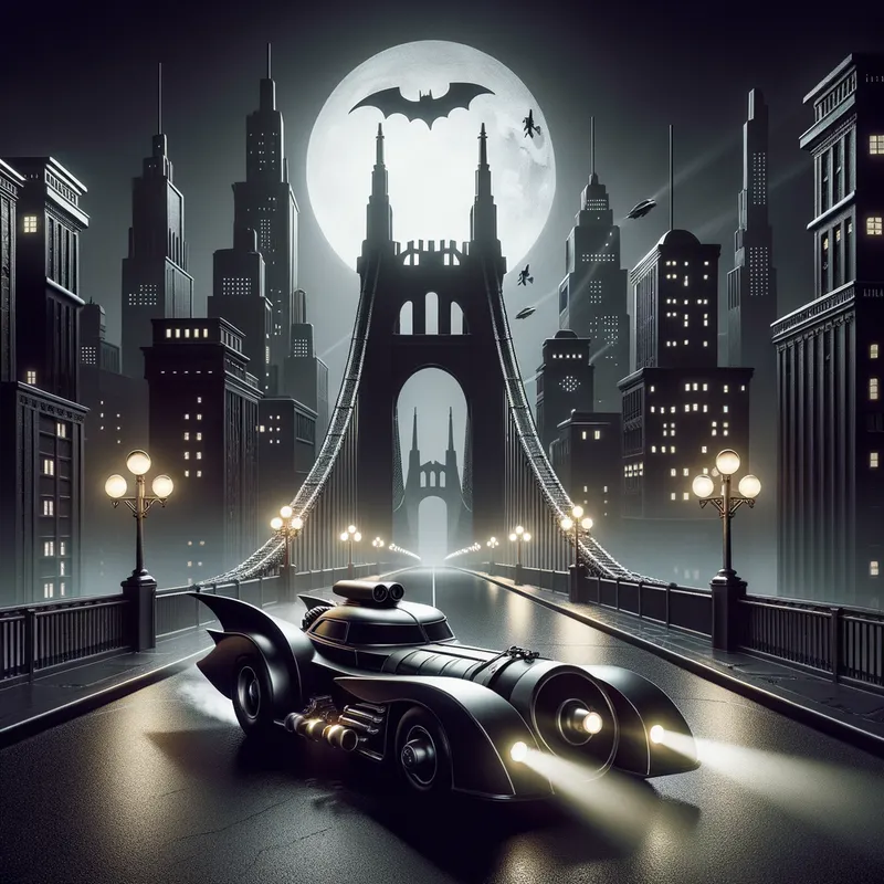 Vintage Gotham Chase - Tangra AI Image Generator
