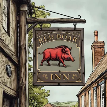 Vintage Red Boar Sign