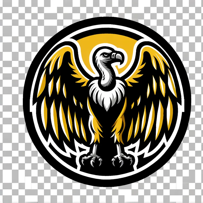 Vulture Emblem Yellow Black - yellow and black vulture emblem without background - AI image generated with Art