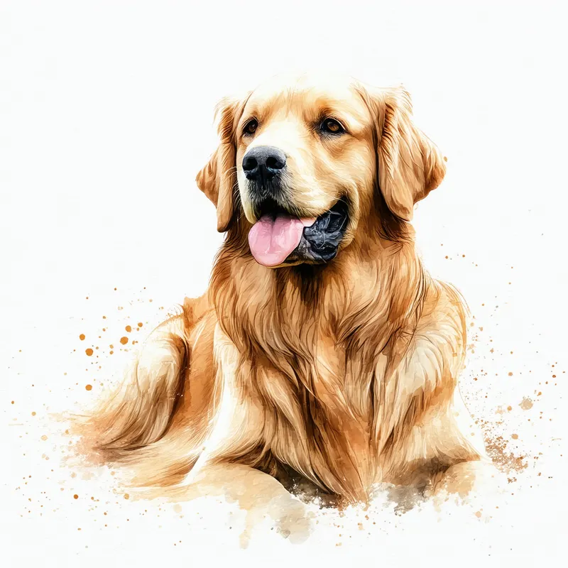 Watercolour Golden Retriever Portrait - Create a realistic watercolour image of a golden retriever on a white background