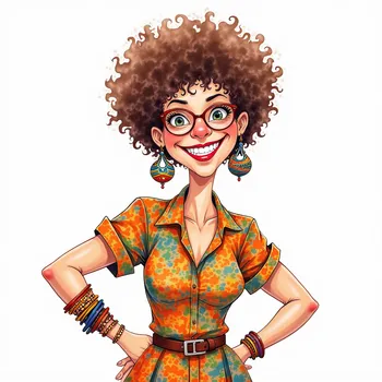 Whimsical Curly-Haired Diva