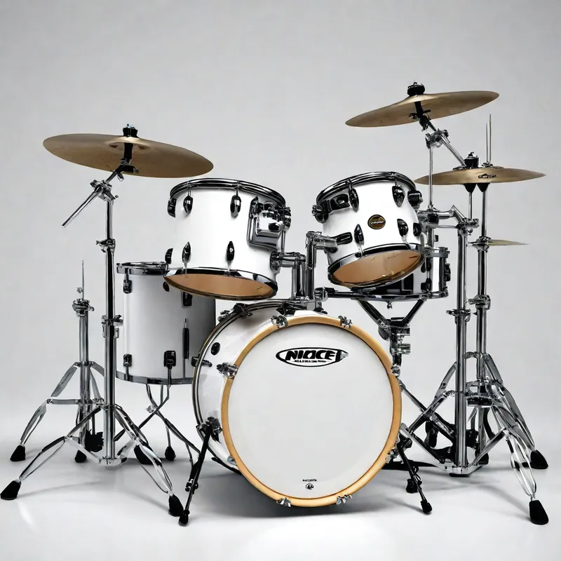White Drumset with Scenic Background - create a nice white drumset with a nice background - AI image generated with Photorealistic