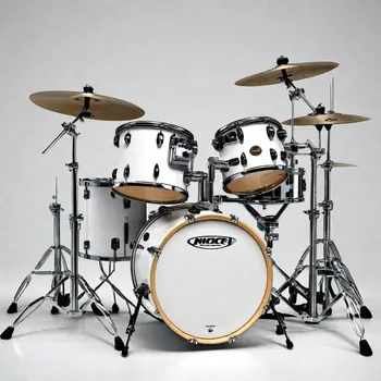 White Drumset with Scenic Background
