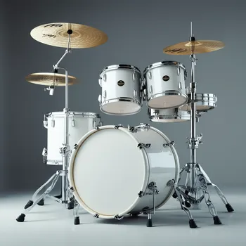White Drumset with Scenic Background