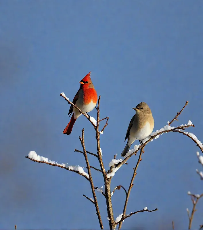 Winter Birds in Snow - snow birds - AI image generated with Photorealistic