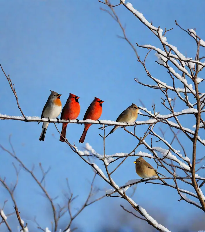 Winter Birds in Snow - snow birds - AI image generated with Photorealistic
