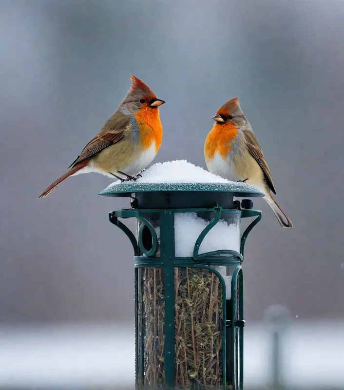 Winter Birds in Snow - snow birds - AI image generated with Photorealistic
