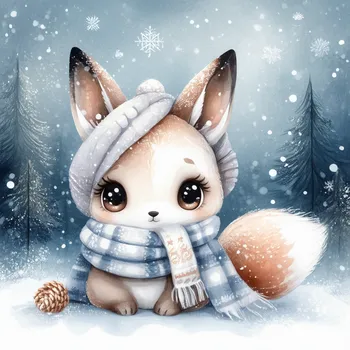 Winter Motif Animal with Big Eyes