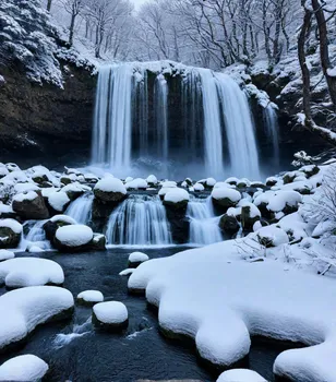 Winter Waterfall Scene