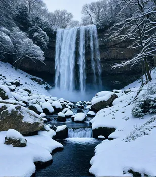 Winter Waterfall Scene