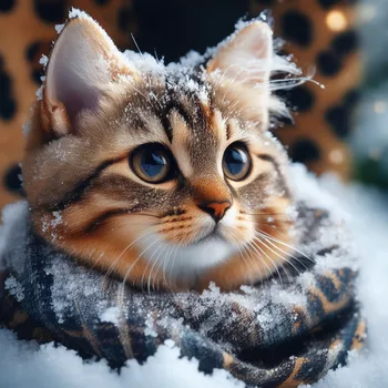 Wintery Cozy Kitten