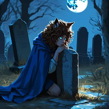 Wolf-Eared Woman Mourning at Grave