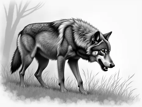 Wolf Hunting: Grayscale Pencil Art