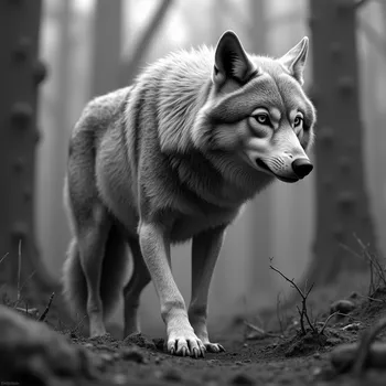 Wolf Hunting in Grayscale 3D
