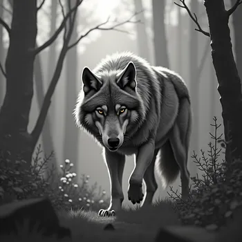 Wolf Hunting in Grayscale 3D