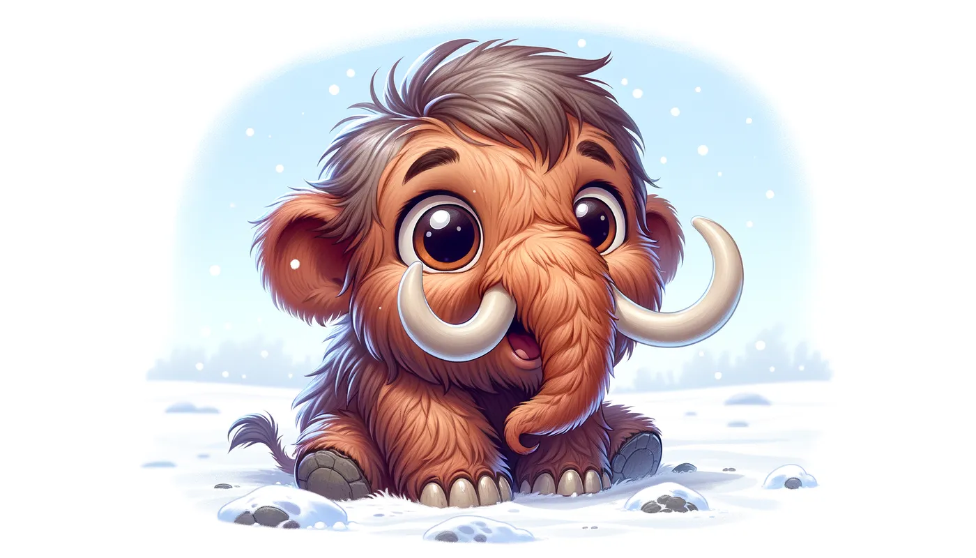 Woolly Mammoth Cubs - Cute baby wolly mammoth - AI image generated with Art
