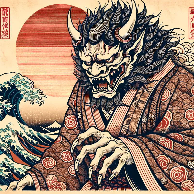 Yokai Ukiyo-e Demon Art - yokai demon in ukiyo-e style - AI image generated with Art