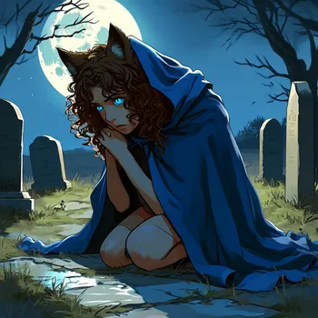 Young Woman Mourning by Gravestone