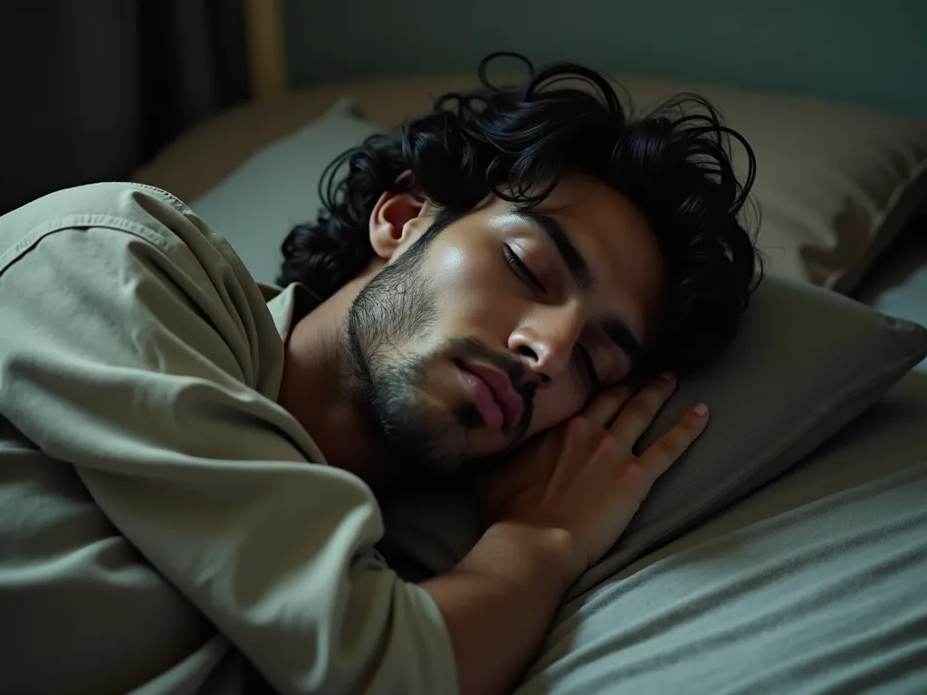 Youthful Slumber, Pakistani Gentleman - A handsome man resembling a 17-year-old Pakistani fell asleep in a room in an old house - AI image generated with Photorealistic 2